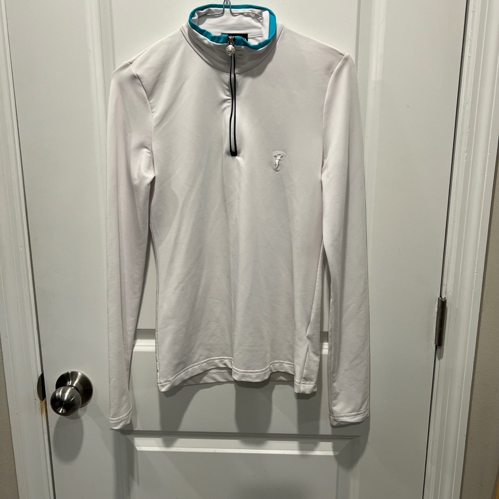 Golfino Womens Quarter Zip Performance Golf Top White Size 38